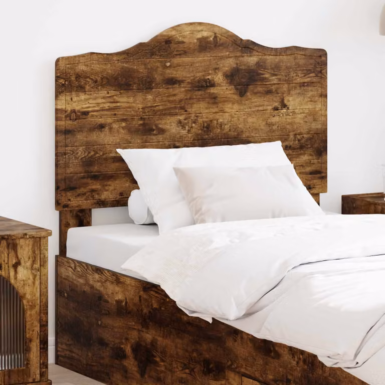 Testiera per letto vidaXL in legno ingegnerizzato Rovere fumé marrone con design minimalista