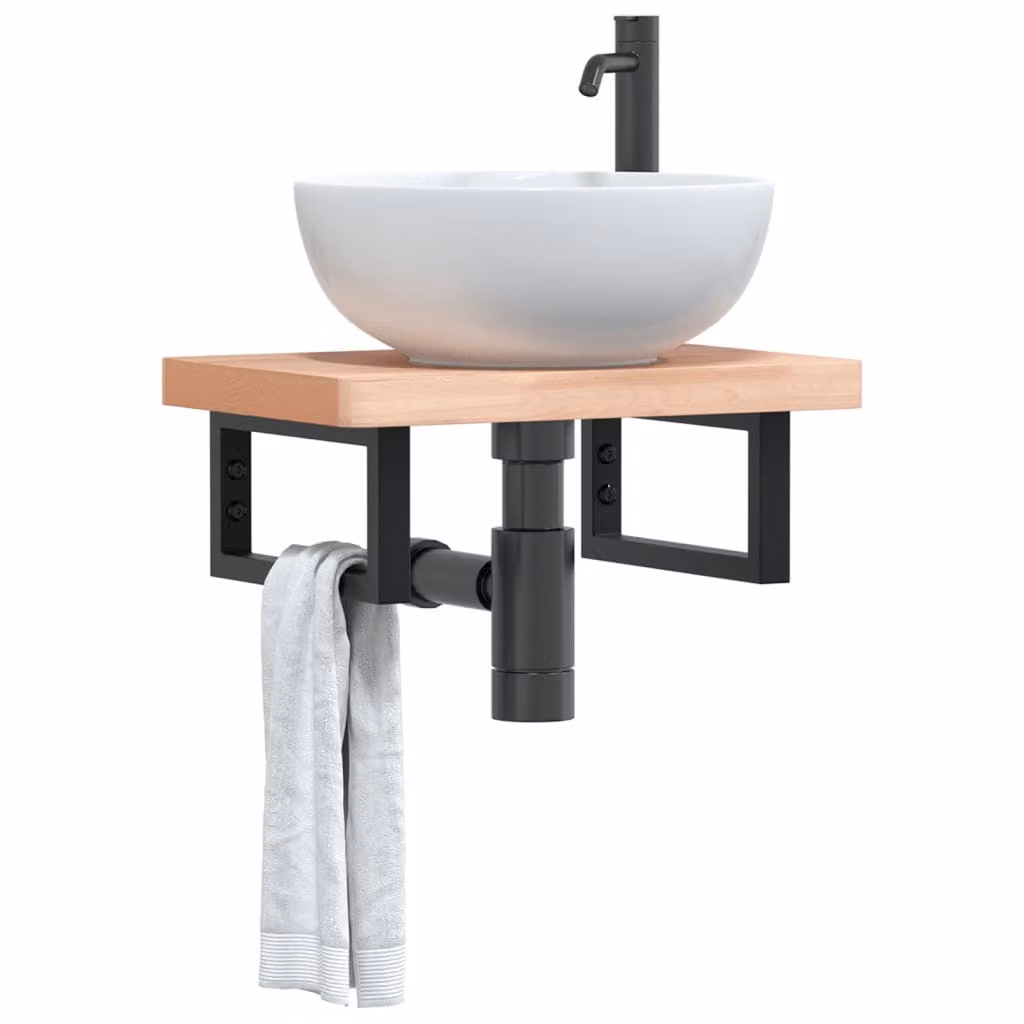 Set di 2 mensole rettangolari per lavabo vidaXL in acciaio inossidabile nero, L 30,0 cm x P 15,0 cm x H 30,0 cm