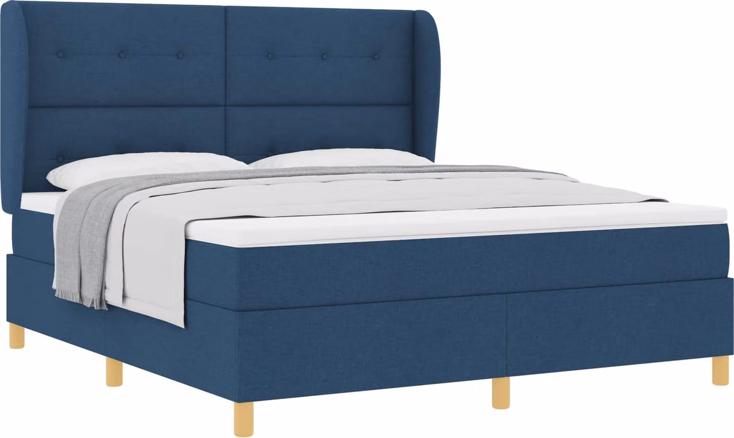 Letto boxspring con materasso e testiera blu 200 x 180 cm in tessuto