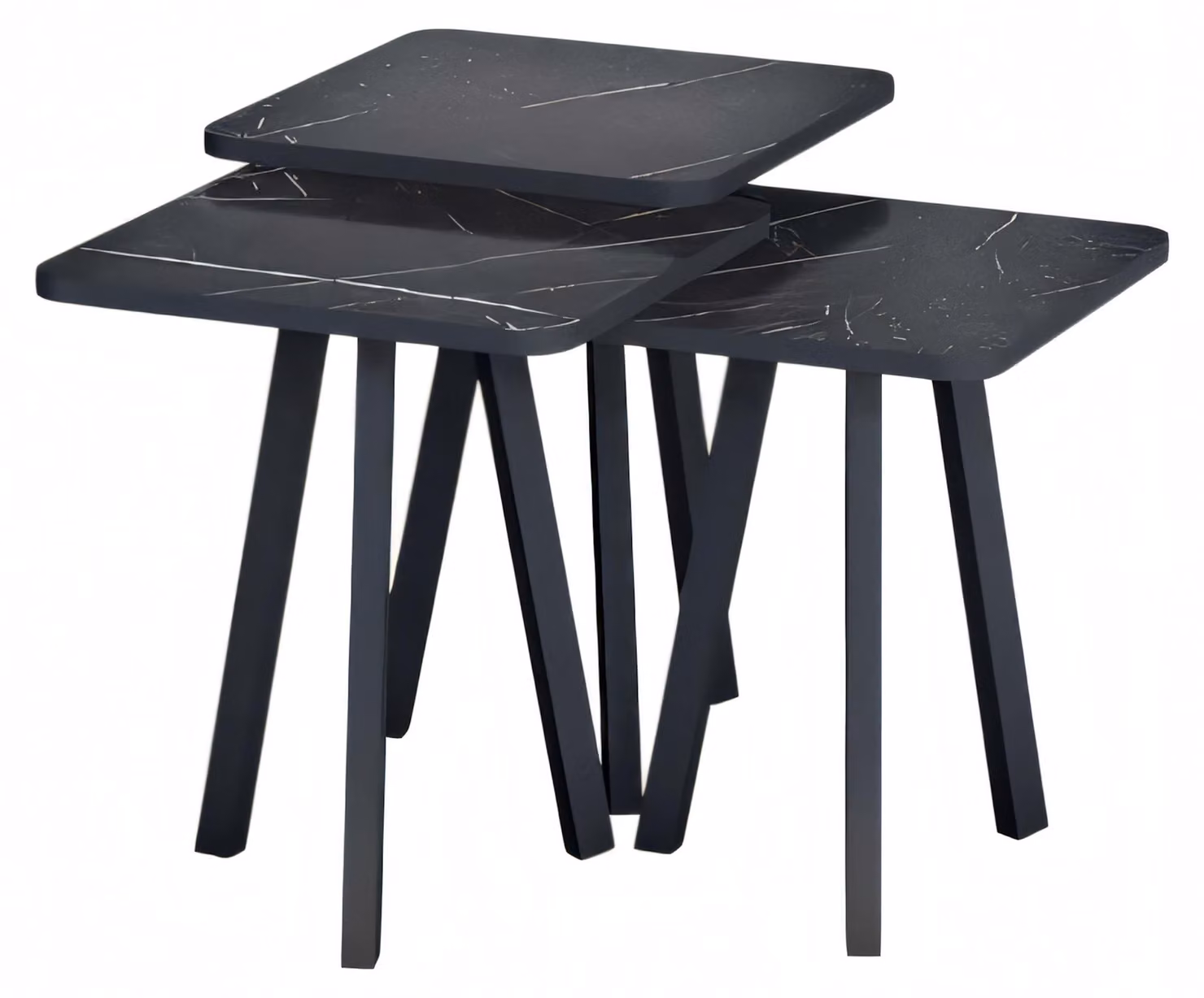 Schwarzes Holz Couchtisch-Set Modern Elegant Wohnzimmermöbel