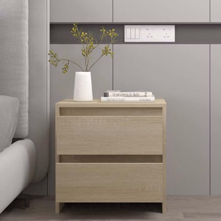 Comodino moderno vidaXL in Rovere Sonoma e MDF, Colore Beige/Marrone, L 45 cm x P 34,5 cm x H 44,5 cm
