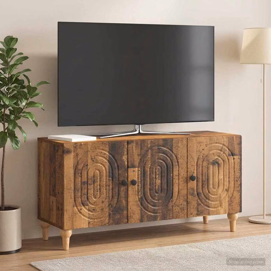Mobile TV vidaXL in legno marrone con ruote, L 99 x P 34,5 x H 50 cm