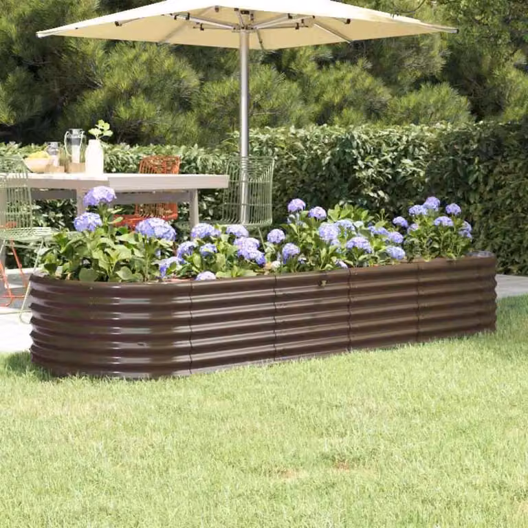 Letto da giardino rialzato vidaXL in acciaio zincato marrone L: 224 cm, P: 80 cm, H: 36 cm