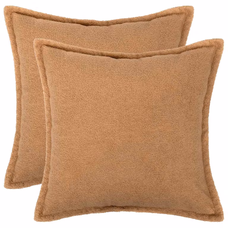 Set di 2 federe vidaXL HOUTEN beige in tessuto bouclé, L 50 cm x P 50 cm
