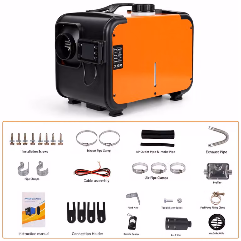 Riscaldatore diesel - Modello 2 - 12/24 V - 8 kW - Riscaldatore autonomo - Display LCD - Telecomando - Adatto per camion, camper e imbarcazioni