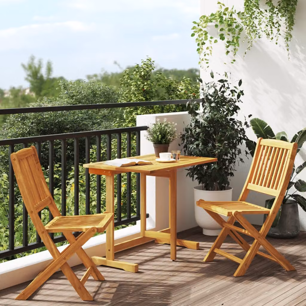 Set da Pranzo da Giardino Pieghevole 3 pz vidaXL in Legno di Acacia Marrone – 1