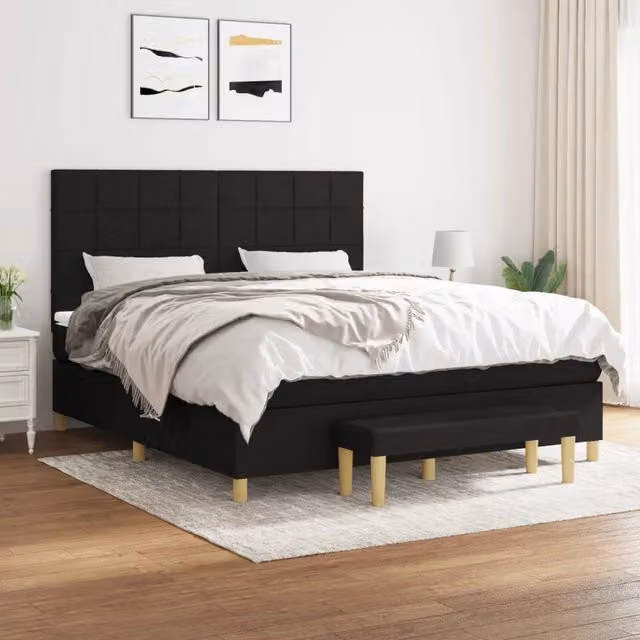 Letto Ibrido con Giroletto a Molle e Materasso vidaXL, Colore Nero e Bianco, L/P: 180 x 200 cm