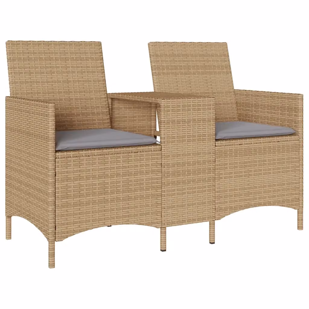 Set da giardino moderno vidaXL in polyrattan con cuscini beige e grigi e struttura in metallo – 2