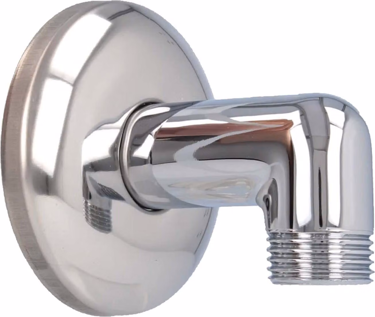 gomito di raccordo a parete tecuro 90°, design rotondo, ottone cromato