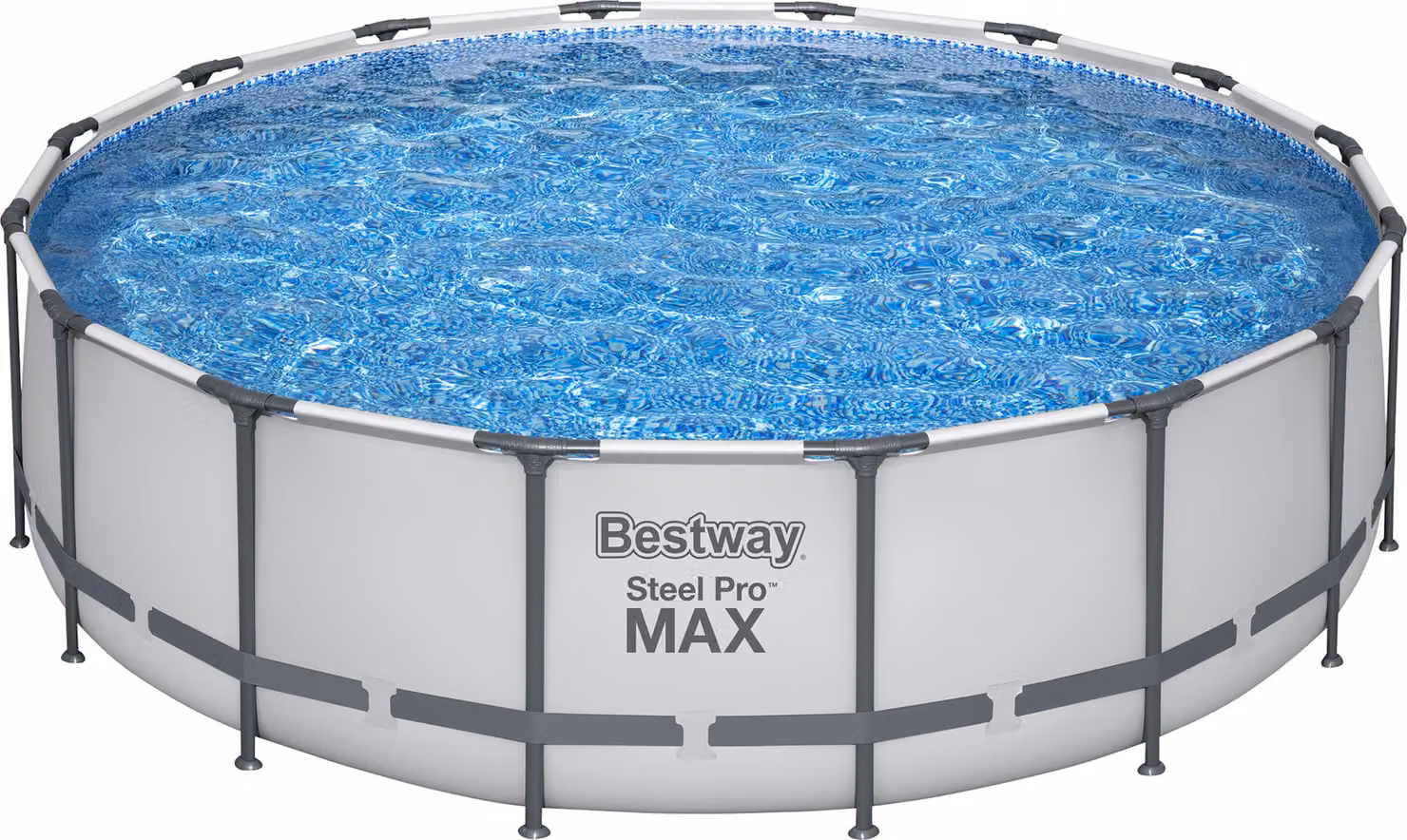 Bestway® Steel Pro MAX™ Frame Pool set completo con pompa filtro Ø 488 x 122 cm, grigio chiaro, rotondo
