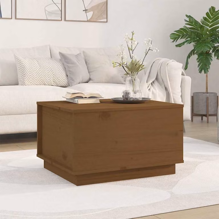 vidaXL Tavolino da Salotto Rettangolare in Legno di Pino Rustico Marrone L/P/H: 60 x 50 x 35 cm