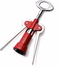 Cavatappi Sommelier Tavernello Ghidini in Acciaio con Tagliafolie Argento e Rosso, Lunghezza: 18 cm