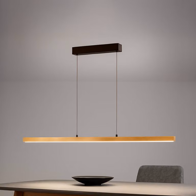 FISCHER & HONSEL Lampada a sospensione Shine-Wood, dimmerabile, Legno chiaro, Soggiorno / Sala da pranzo, Legno, Lampada a sospensione