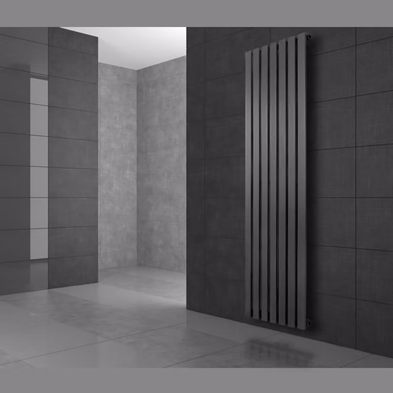 LuxeBath Stella Design radiatore a pannello attacco centrale 480x1800 mm antracite set di collegamento termostato universale angolo e passaggio, senza elemento riscaldante