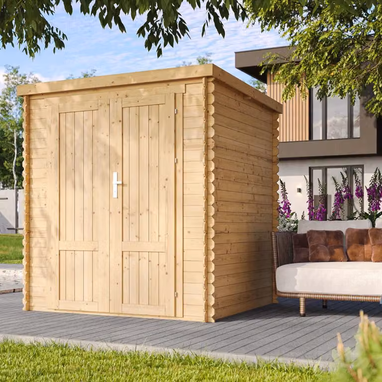 TIMBELA M309F1 Casetta Da Giardino In Legno 3,53 m², Capanno Da Giardino Per Esterno Con Pareti Da 19 mm, Casetta In Legno Per Attrezzi E Biciclette, Senza Pavimento, Porte A Pannello In Legno Massell