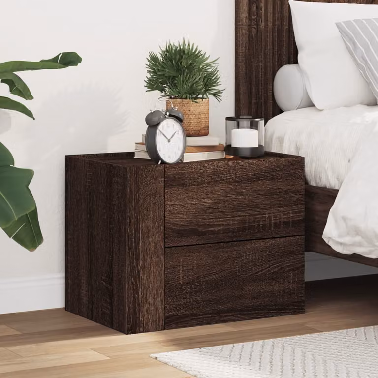 Comodino a muro moderno vidaXL in MDF color marrone, L 45 cm x P 30 cm x H 35 cm