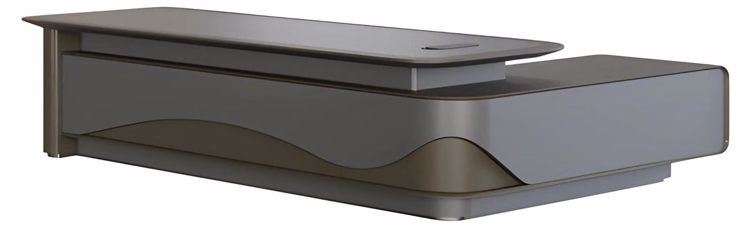 Schreibtisch Chefzimmer Modern Grau Schwarz Design Stauraum Wellenoptik Luxus