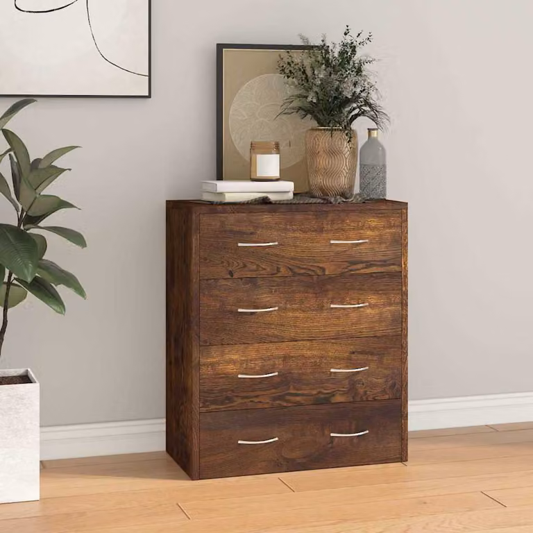 Credenza con 4 Cassetti vidaXL in Rovere Fumo, Design Moderno, L 60 x P 30,5 x H 71 cm