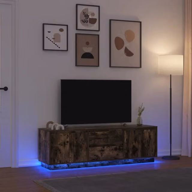 Mobile Porta TV con Luci LED-Mobile per TV-Credenza TV Rovere Fumo 160,5x41x50 cm