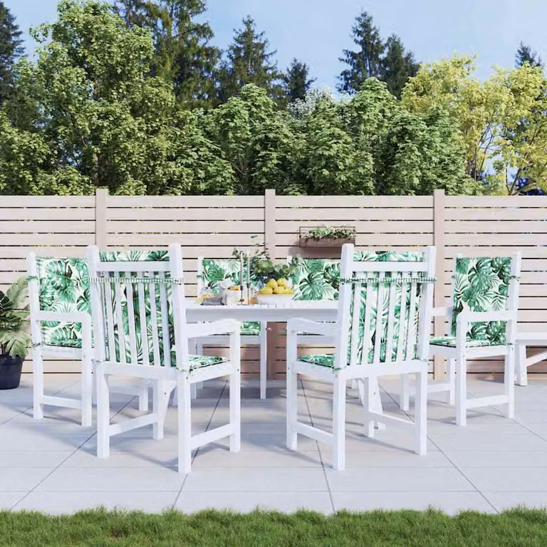 Set di 6 cuscini posteriori vidaXL con motivo a foglie in tessuto Oxford verde e multicolore, lavabili e con rivestimento rimovibile