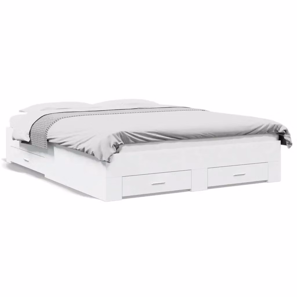 vidaXL Giroletto con Cassetti Bianco in Legno Multistrato L/P/H: 140 x 200 x 143 cm – 2