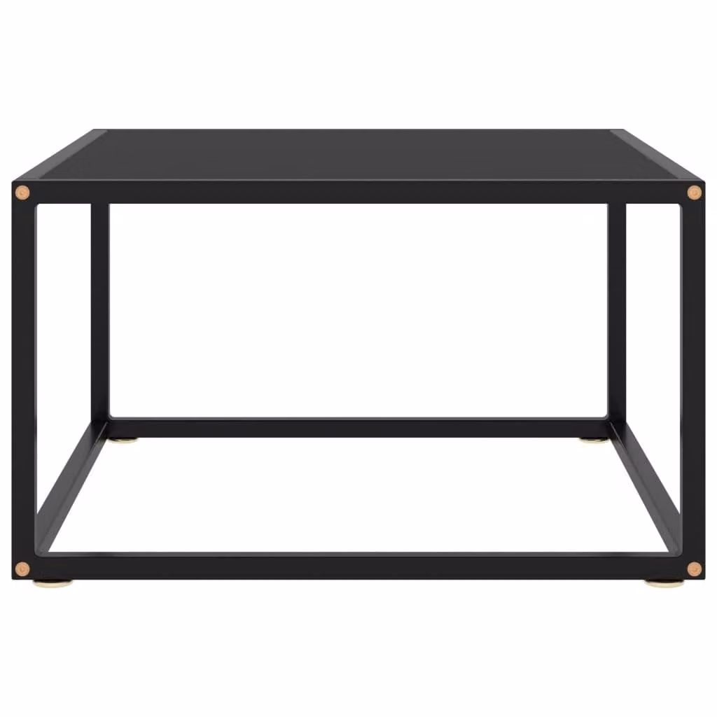 Tavolino da Salotto Nero con Vetro Nero 60x60x35 cm