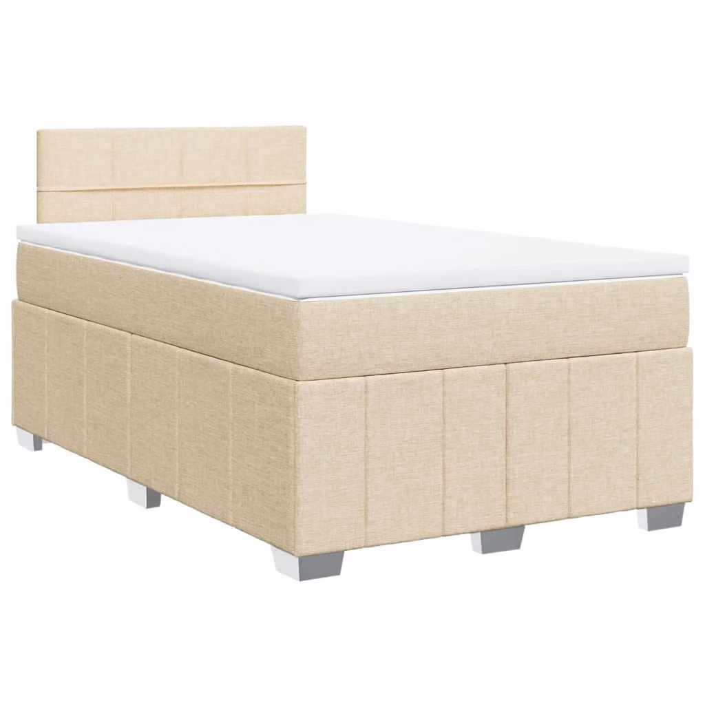 Letto a molle con materasso crema 120x190 cm in tessuto
