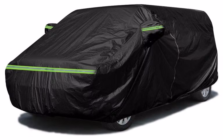 Copertura per auto, adatta a garage, traspirante, modello 300D, per veicoli lunghi (LWB), per VW T5 T6, colore nero, con cerniera