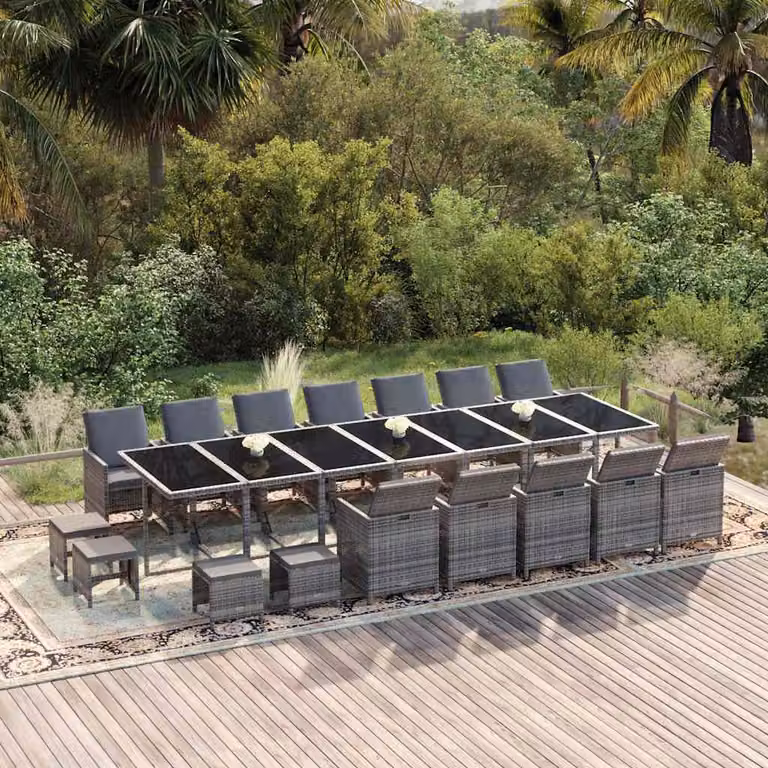 vidaXL Set da Pranzo per Giardino 21pz in Polyrattan con Cuscini Grigio e Nero