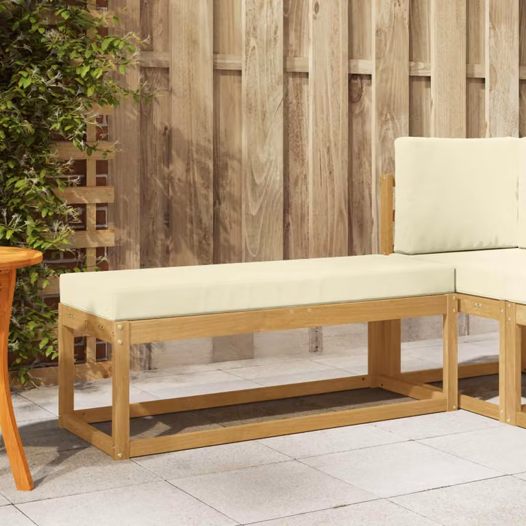 Panca da esterno moderna vidaXL in legno di acacia massello, colore bianco/beige