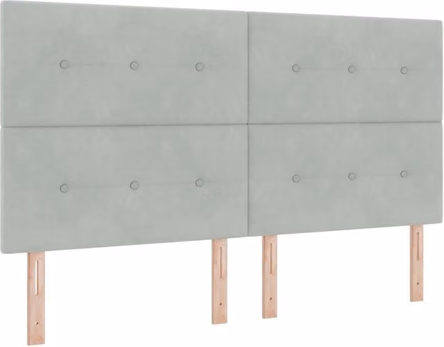 Testata del letto con illuminazione LED integrata in velluto grigio chiaro, Larghezza: 180 cm