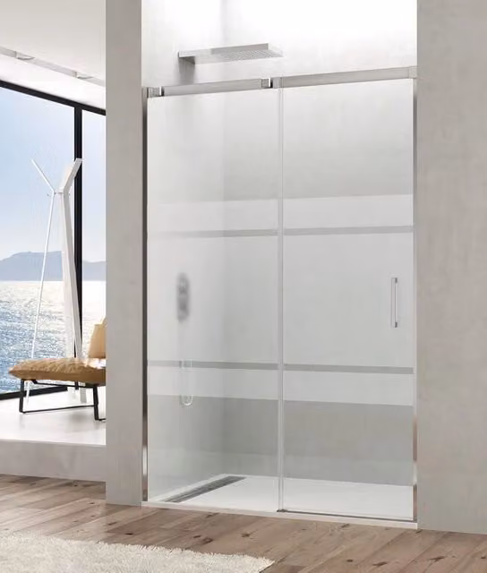 Box doccia TEMPLE 1 con elemento fisso e scorrevole, vetro Frost Plus, finitura cromo lucido, L: 120 cm