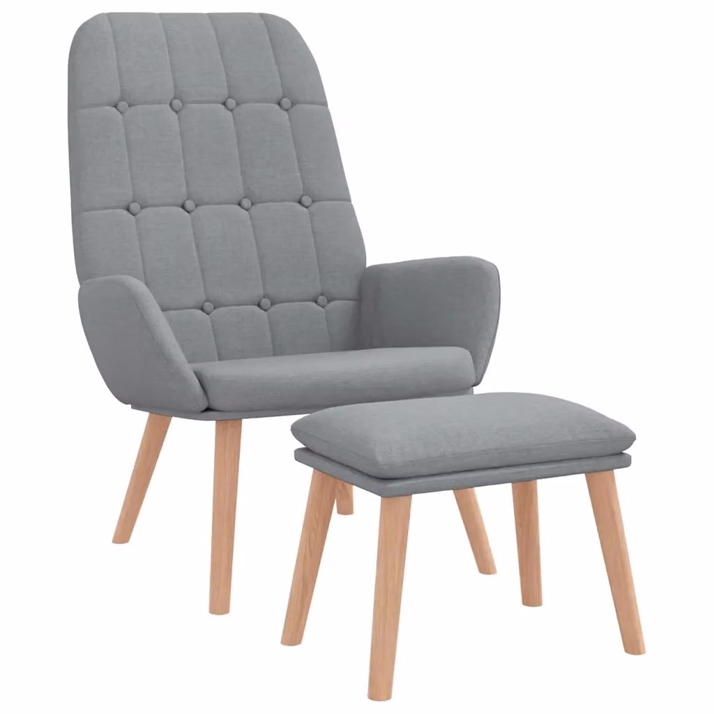 Divano Sedia-Poltrona Relax con Poggiapiedi Grigio Chiaro in Tessuto DESIGN IN 670670 – 2