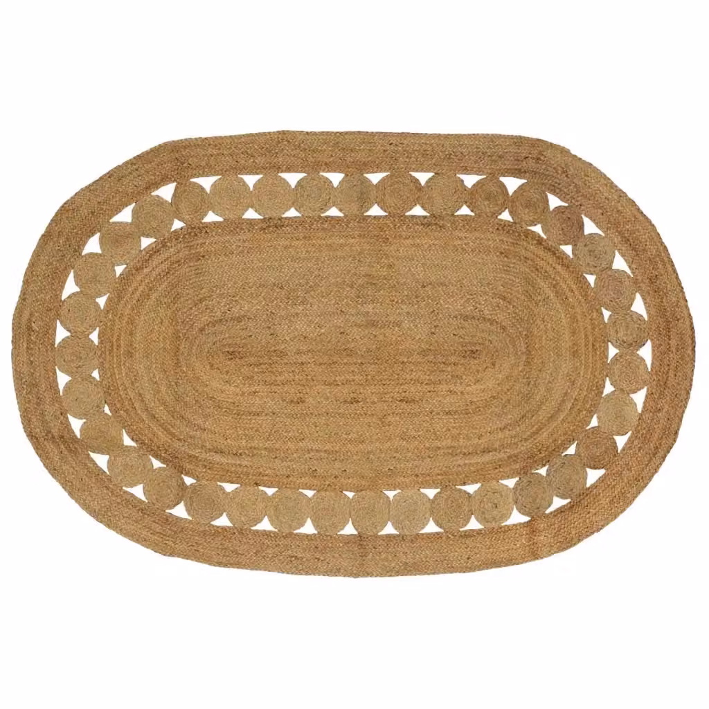 Tappeto rettangolare in juta beige con design astratto boho per soggiorno L: 205 cm x P: 305 cm – 2