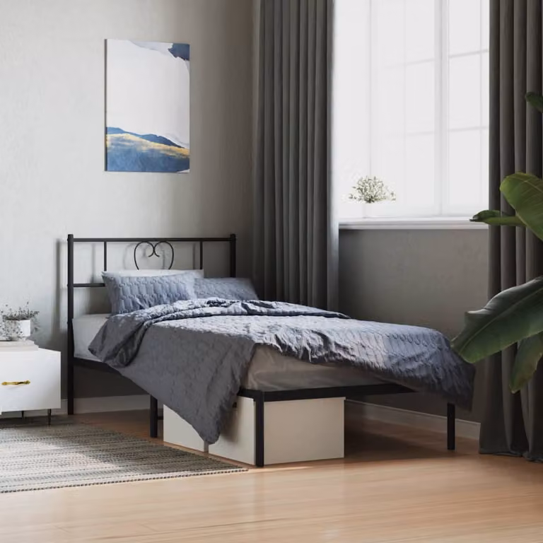 vidaXL Giroletto con Testiera in Metallo Nero L 80 cm x P 200 cm