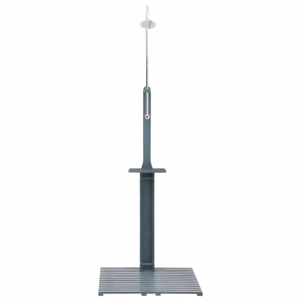 Doccia da giardino in legno e acciaio inox colore antracite L/P/H: 75 x 75 x 221 cm