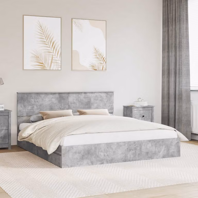 Letto con contenitore e cassetto vidaXL Grigio cemento L/P: 200 x 200 cm