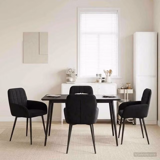 Sedie da pranzo 4 pz Velluto Nero 56.5 x 50 x 85 cm 3428170