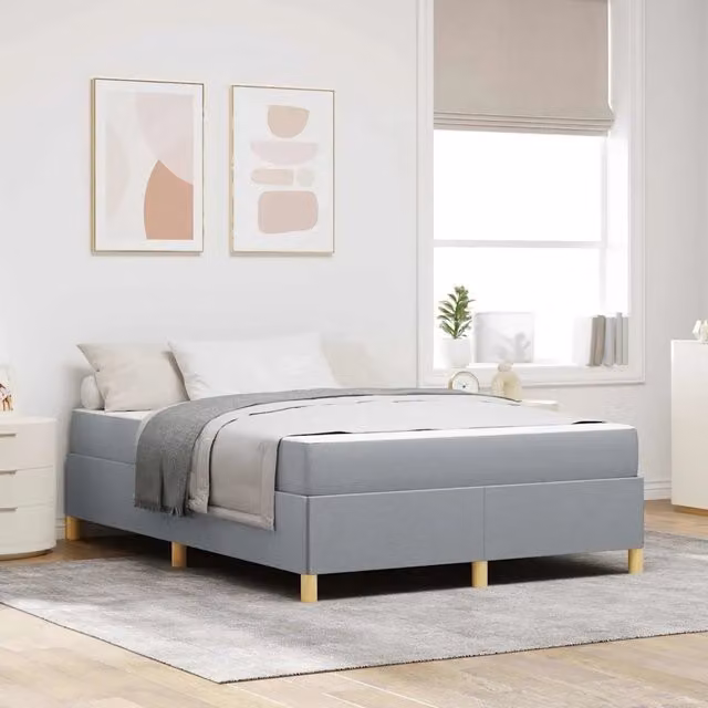 Struttura letto imbottita vidaXL in tessuto grigio L: 140 cm, P: 200 cm, H: 203 cm
