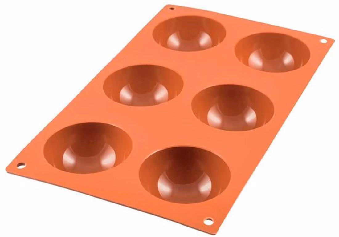 Stampo in silicone Azomor per mezze palline con sei cavità, per un utilizzo versatile