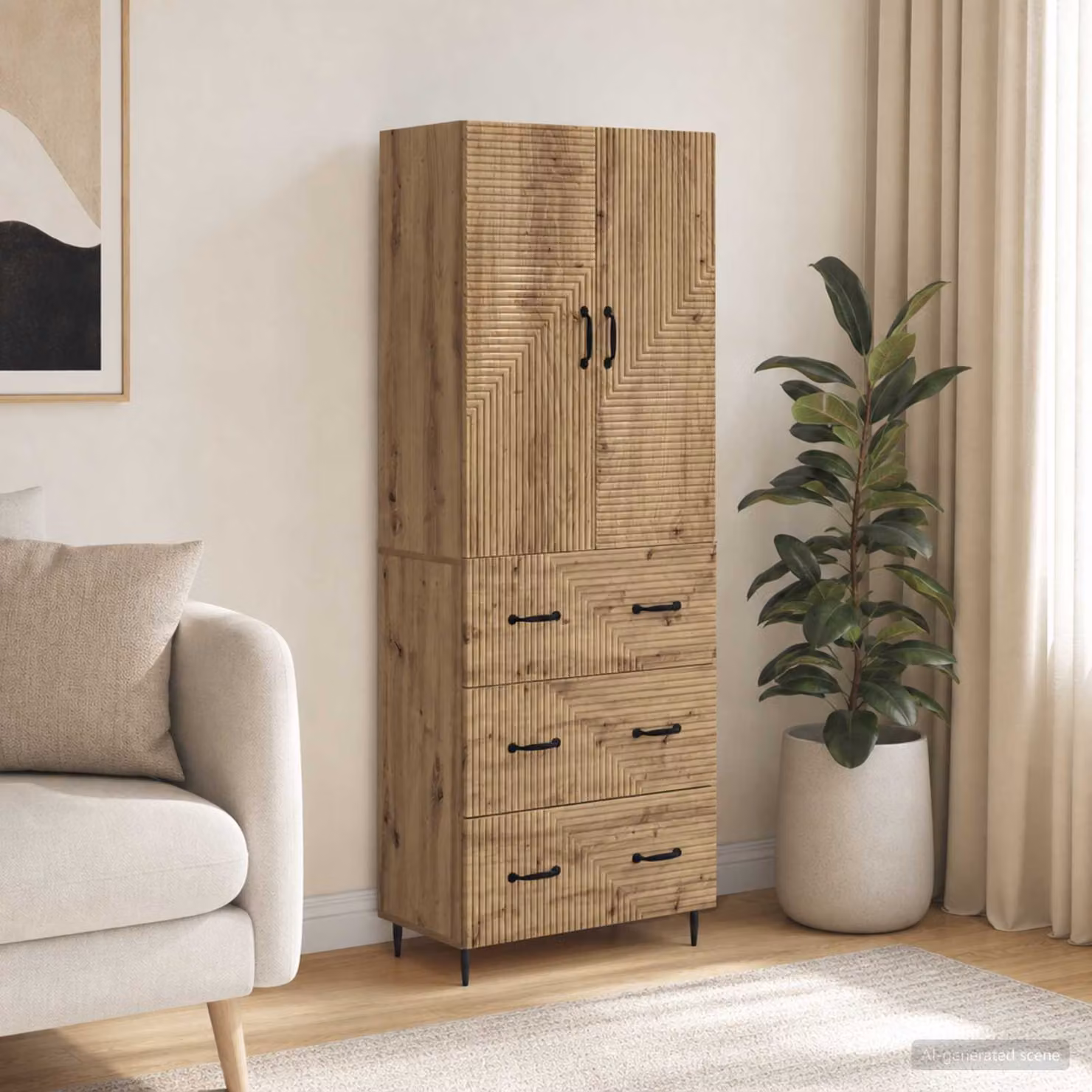Set di 2 armadi a muro vidaXL in legno marrone con ante e ripiani interni L/P/H: 66 x 34,5 x 90 cm