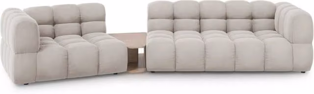 Divano modulare sinistro Sky di Cosmopolitan Design in velluto beige chiaro per 3 persone