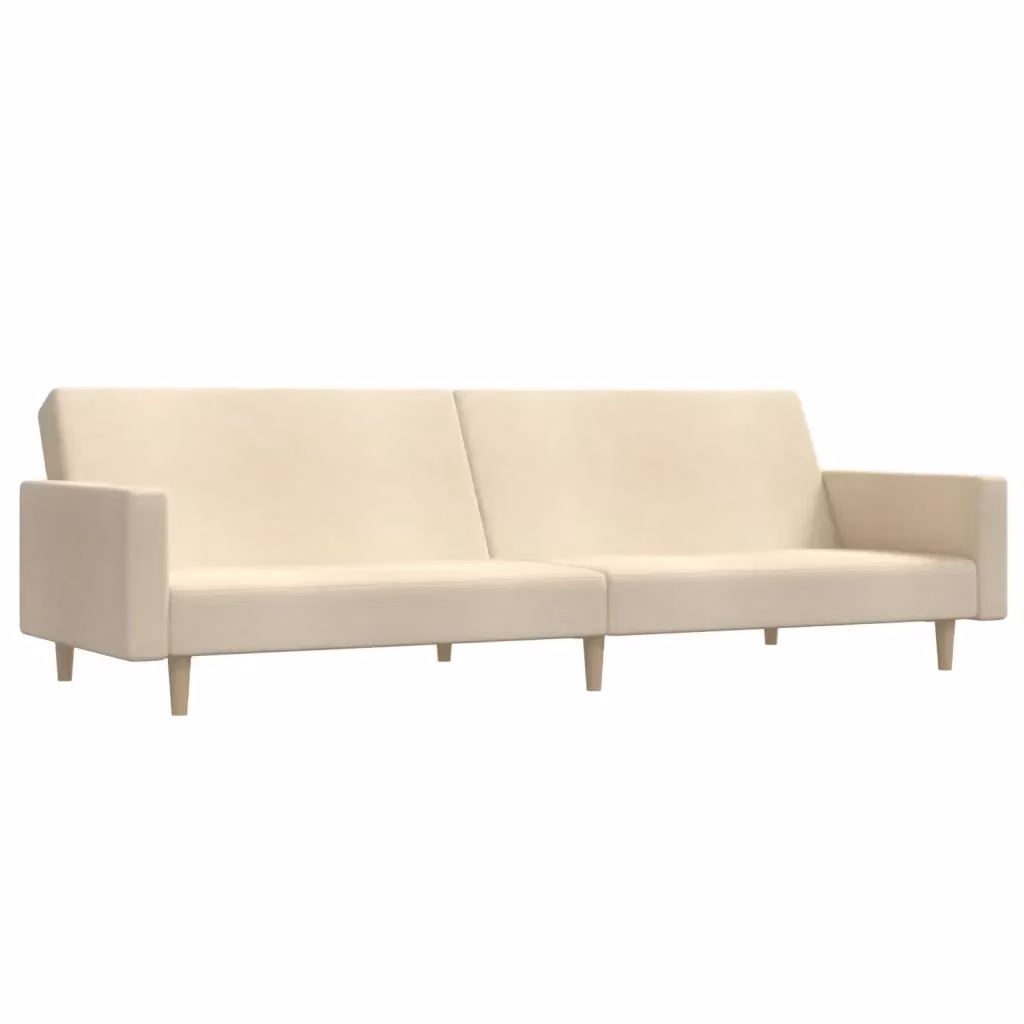 Divano Letto Click-Clack vidaXL in Tessuto Beige con Struttura in Legno Solido e Poggiatesta Regolabile, Dimensioni: L 220 x P 84,5 x H 69 cm, Piano Letto: 90 x 200 cm – 2