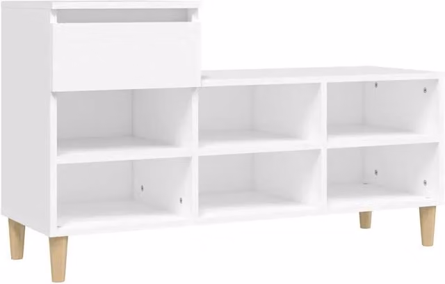 Mobiletto porta scarpe moderno HELLOSHOP26 bianco con ante e cassetti in legno composito, sospeso a parete, L: 102 cm, P: 36 cm, H: 60 cm
