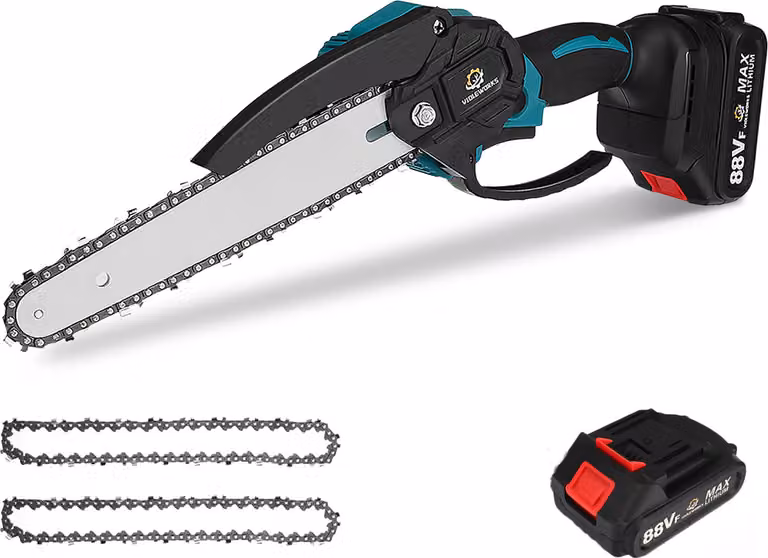 Sega a catena a batteria brushless da 8 pollici, utilizzabile con una sola mano, per giardinaggio e lavorazione del legno, con 1 batteria inclusa