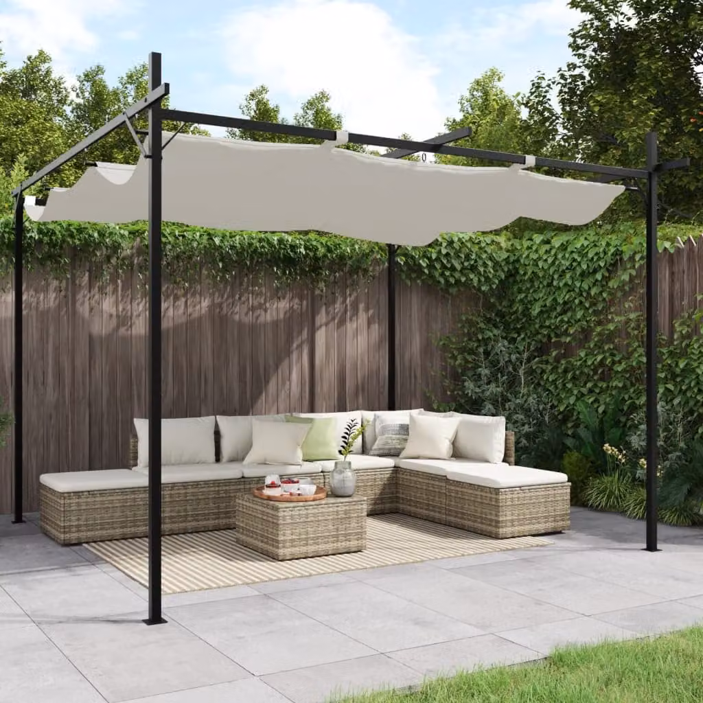 Pergola con Tetto Retrattile vidaXL in Colore Beige L: 295 cm, P: 292 cm, H: 230 cm