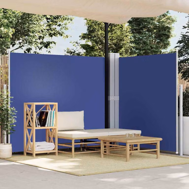 vidaXL Tenda da Sole Laterale Retrattile in Poliestere Blu L: 600 cm, H: 180 cm
