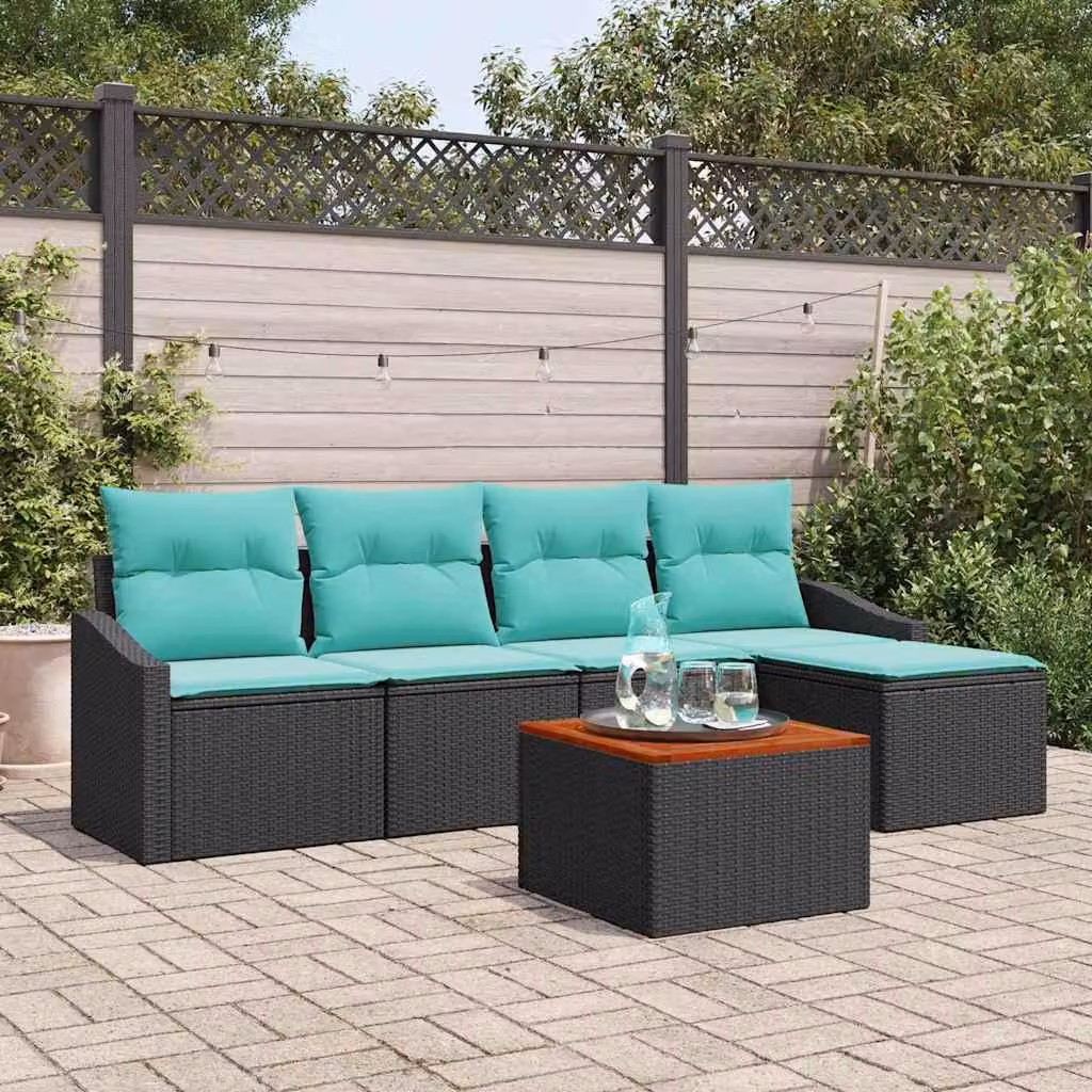 Maison Exclusive - Set da giardino composto da 6 pezzi, divano in rattan sintetico nero