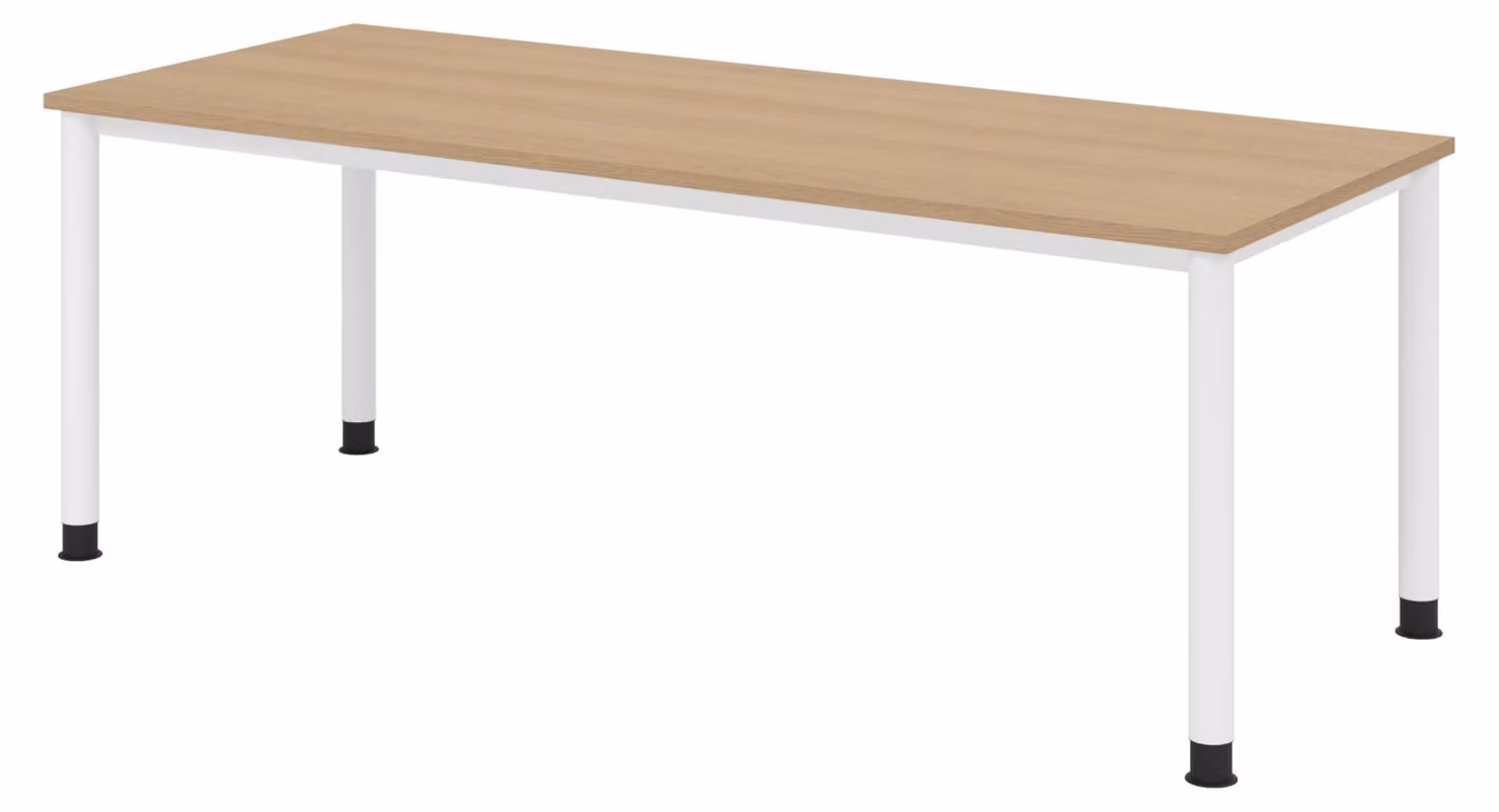 Scrivania bümö Serie H - Struttura: bianca, finitura: rovere, dimensioni: 200 x 80 cm