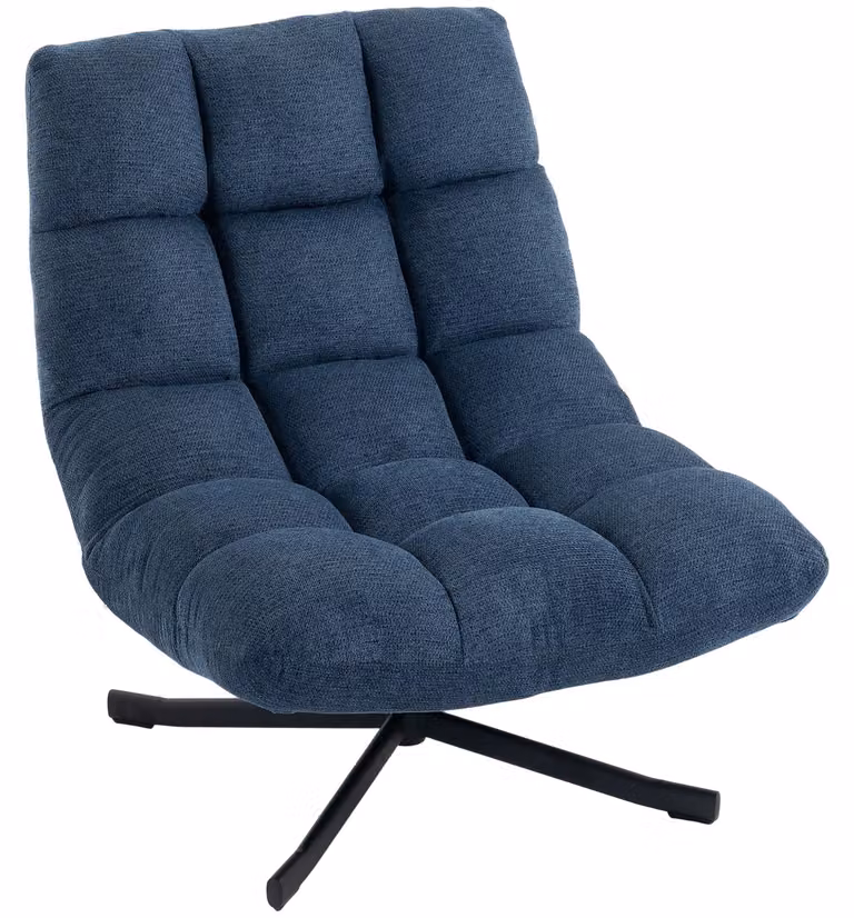 Sedia accentata girevole HOMCOM, rivestita in chenille, color blu scuro